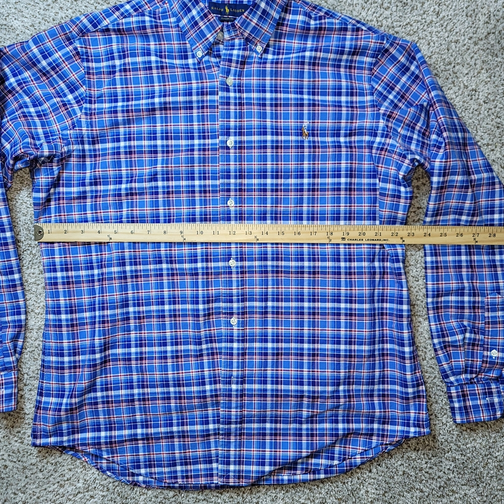 Mens Polo Ralph Lauren Classic-Fit Long Sleeve Shirt Blue Size XL - Picture 5 of 7